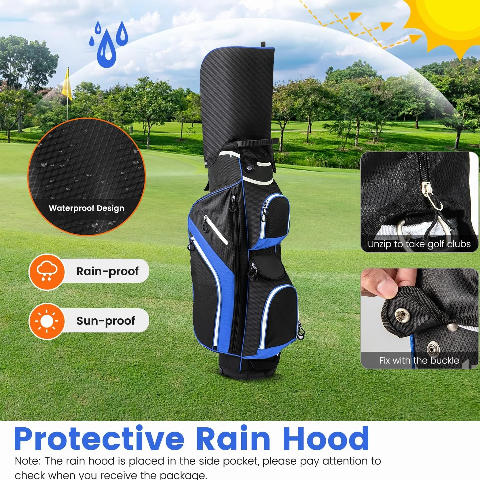 LIFEZEAL Sacca Golf, Travel Bag, Custodia a 14 Scomparti, Borsa Golf a Spalla, Leggera, Impermeabile, Portatile, con Cinghia, Portabicchierie, 9 Sacchi, Borsa Termica, Portaombrello