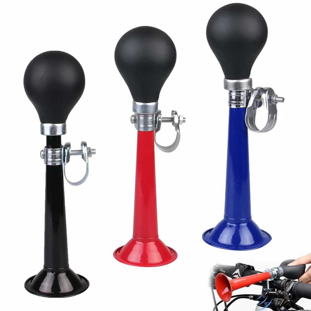 Campanella Bici Trombetta in Metallo Clacson Ad Aria con Morsetto Regolabile 3 Pezzi