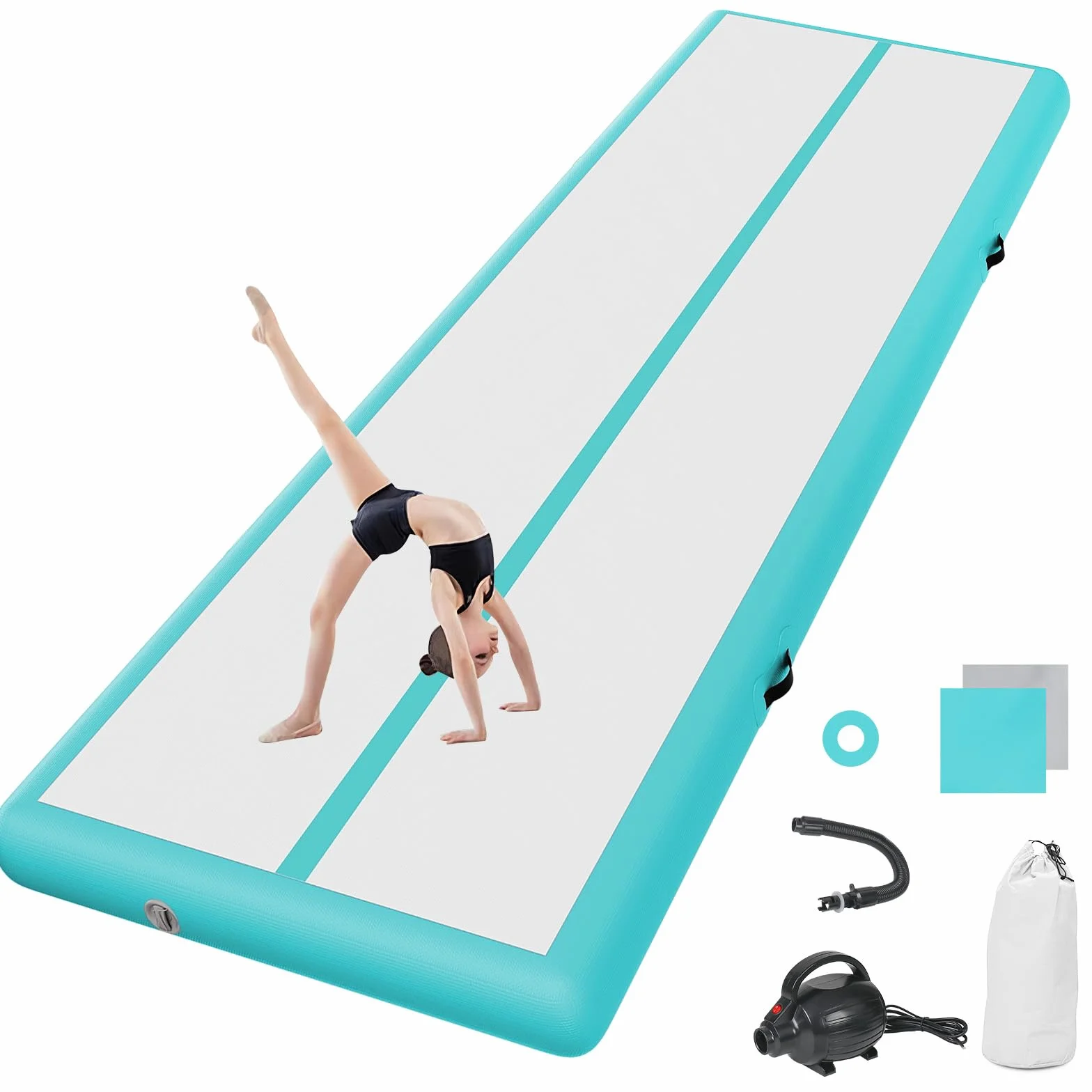 ginnastica artistica 10cm Spessore 3 m tappeto ginnastica Tappetino da Ginnastica Gonfiabile Artistica Materasso Yoga Taekwondo con Pompa elettrica