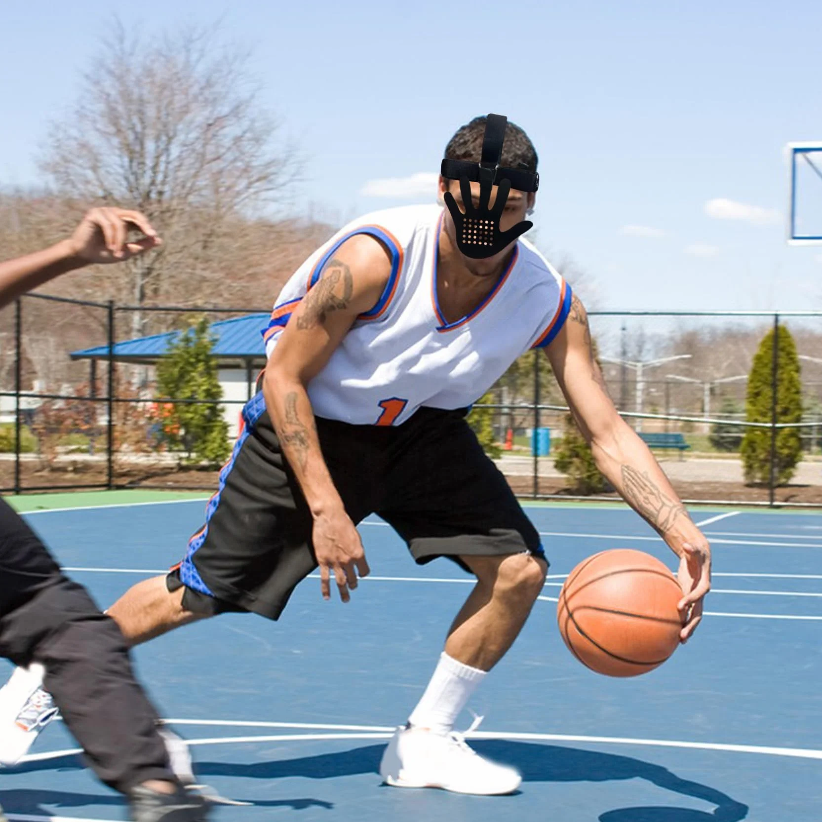Mano in Faccia Maschera da Basket Regolabile Non Slip Leggera Traspirata per Allenamento