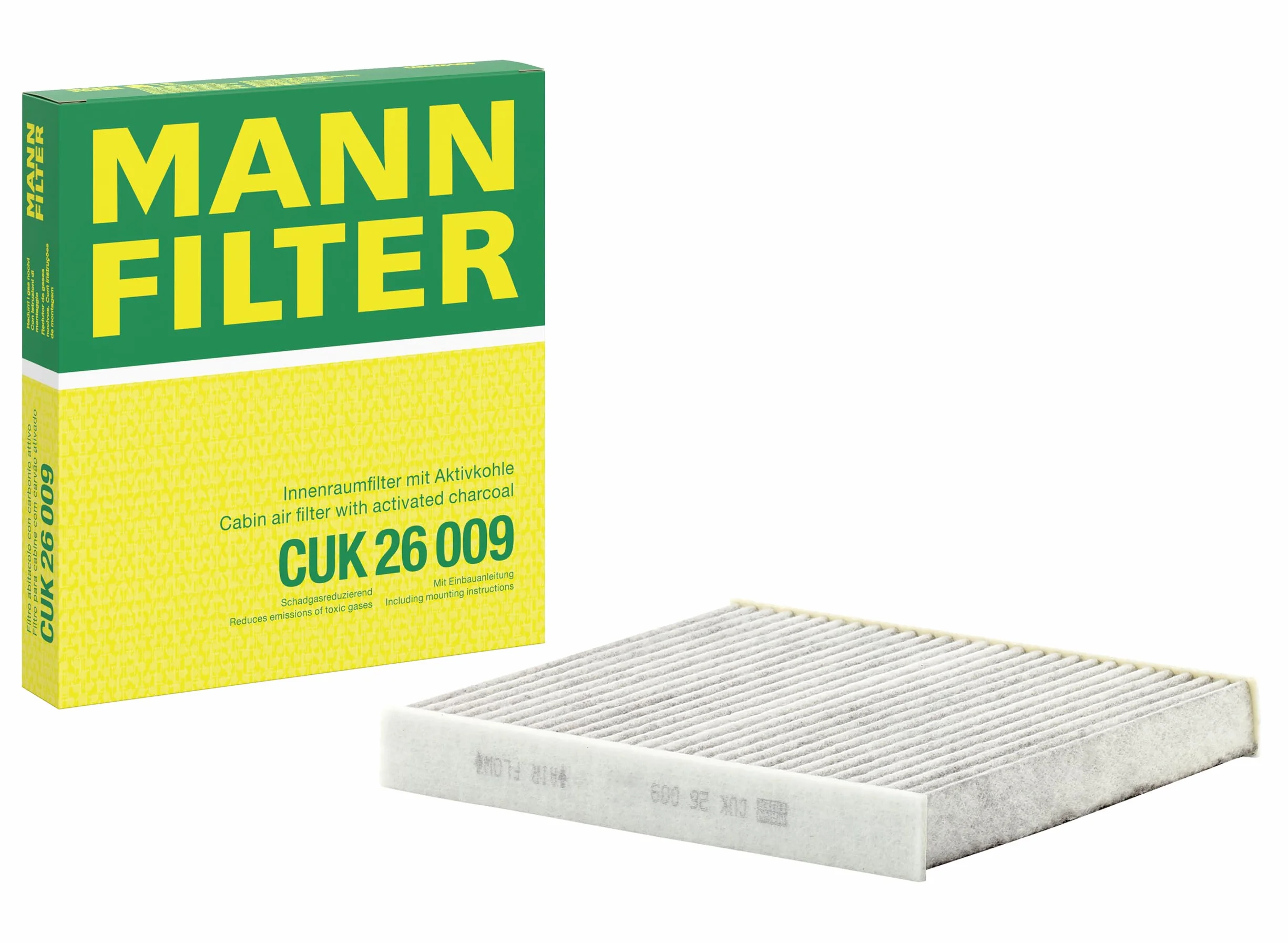 MANN-FILTER CUK 26 009 Filtro aria cabina - Filtro Antipolline con Carbonio attivato - per Autovetture + veicoli commeriali