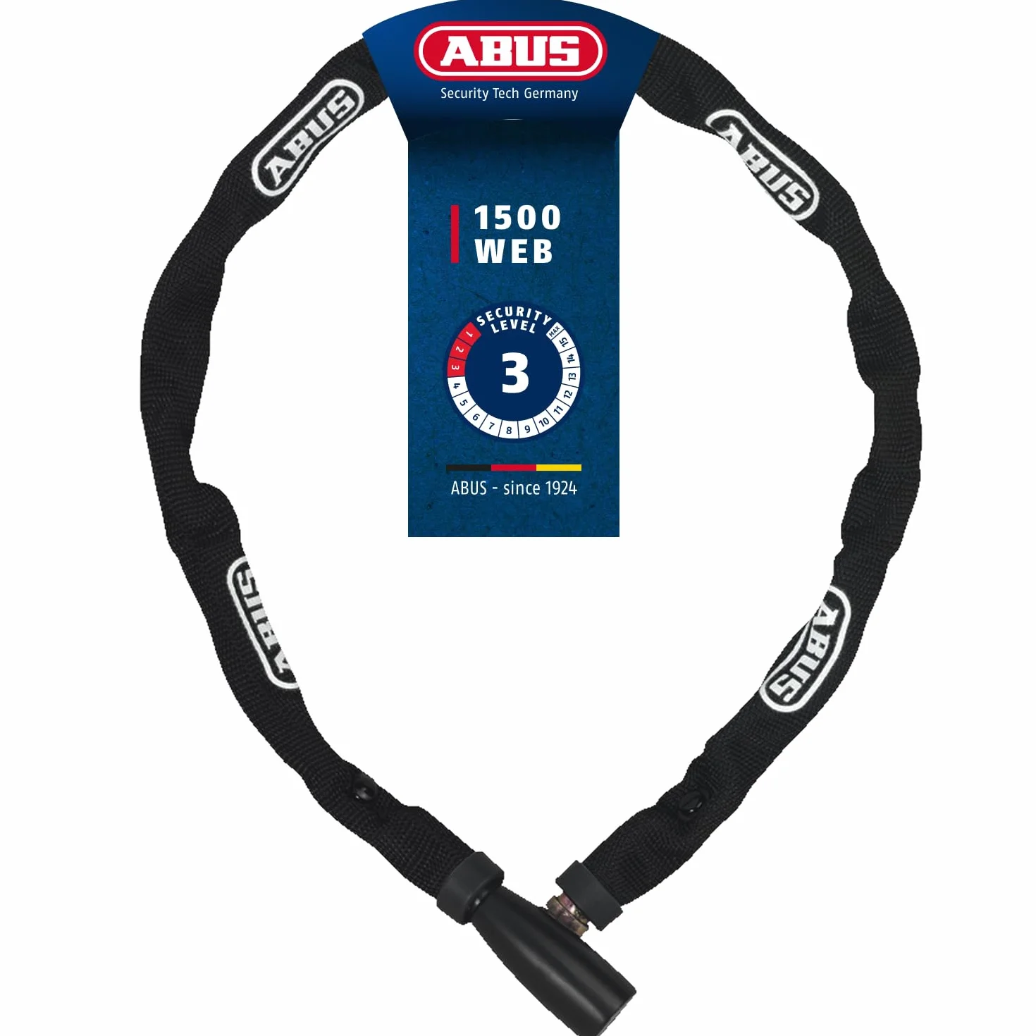 Abus Lucchetto a Catena 1500 Web Lucchetto Bicicletta Acciaio Speciale Catena Rotonda 4 mm Spessore Sicurezza 3
