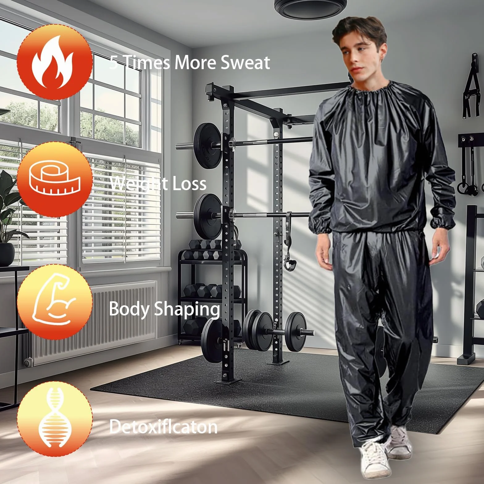 Tuta da sauna Antistrappo Dimagrante per Donna Uomo Palestra Fitness Corsa Yoga