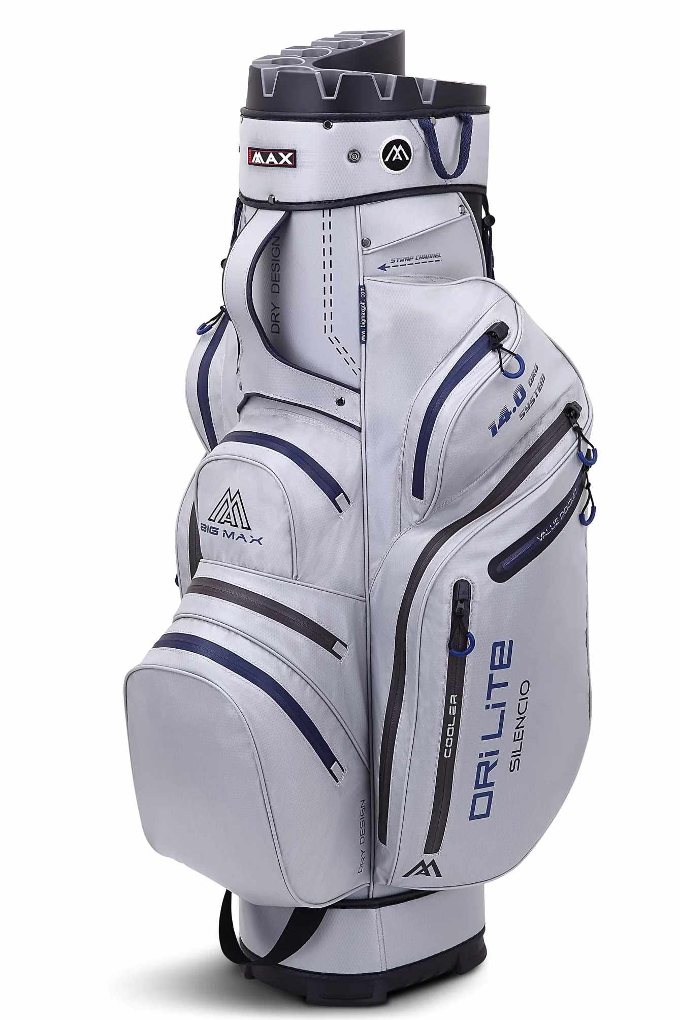 Big Max Dri Lite Silencio 2 Cartbag Borsa da golf impermeabile Argento