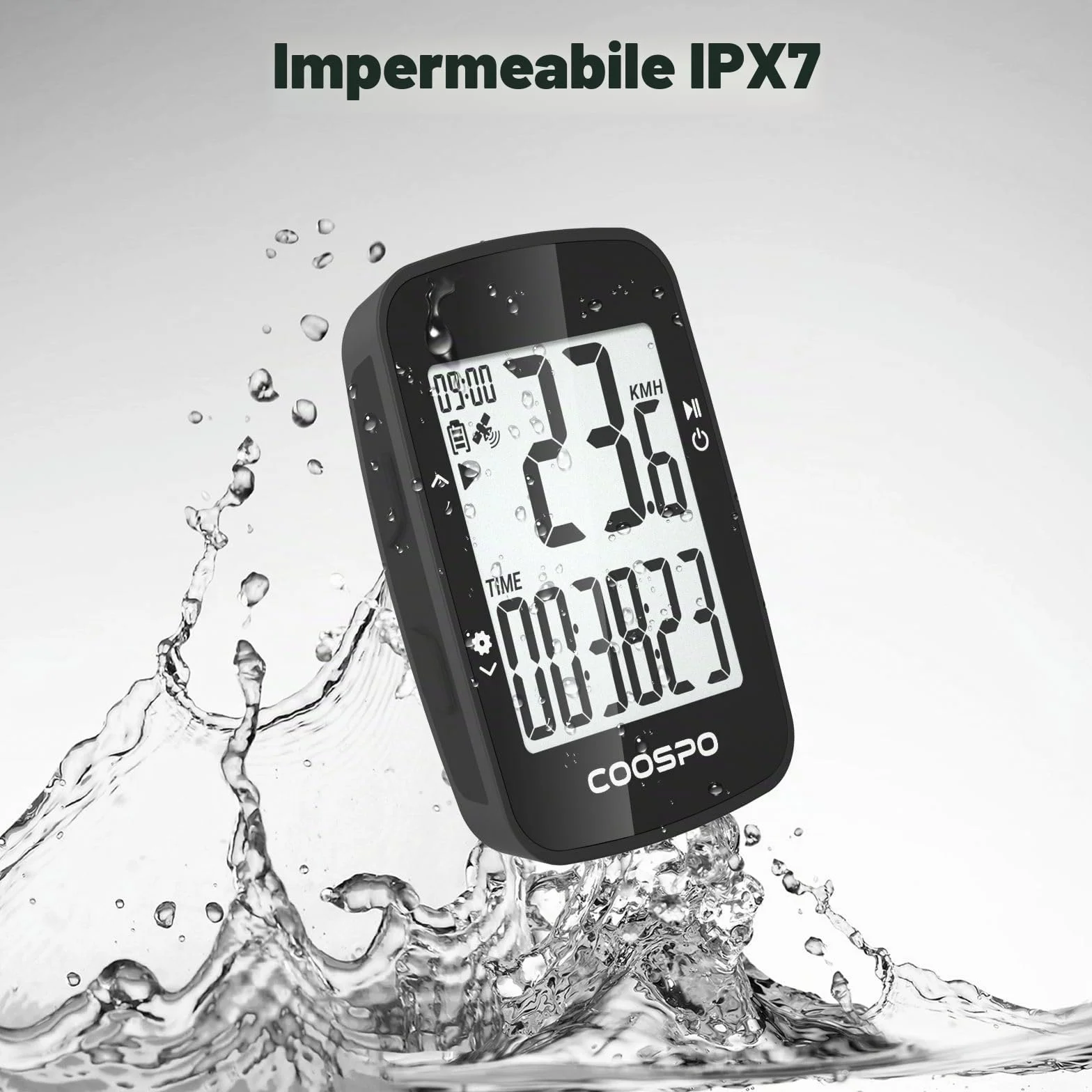 COOSPO Ciclocomputer GPS Senza Fili con Display 2.3" IP67 Impermeabile