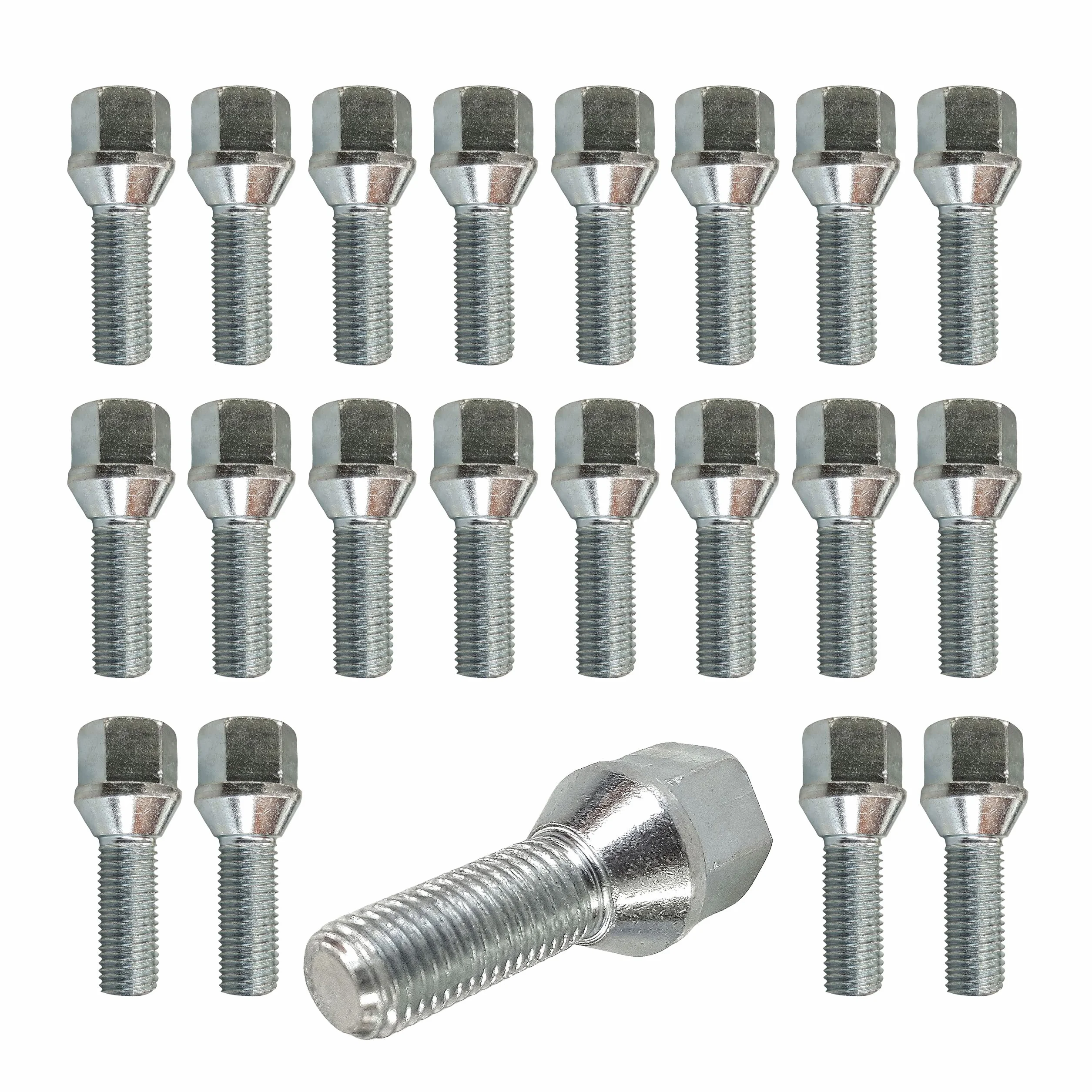20 bulloni per ruote FIAT 500 tipo Uno, Strada, Barchetta, Brava, Bravo, Cinquecento, Panda, Stilo 500X 124 Spider 128 Coupé Croma Idea Linea Marea Ritmo x1/9 Palio M12 x 1,25 28 mm, dado conico
