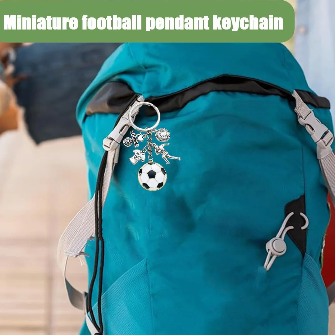 Portachiavi Calcio Metallo Creativo Ciondolo Chiave Sport Tema Calcio Mini Argento Regalo Tifosi Charms Borse Zaino