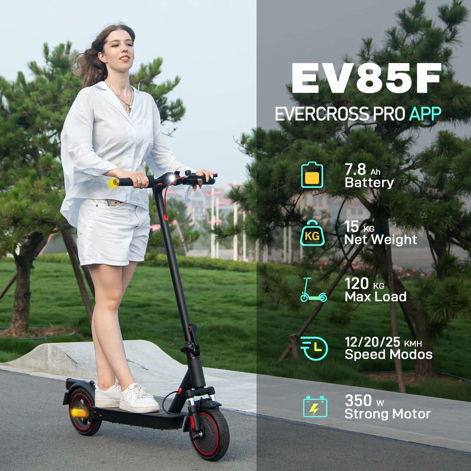 EVERCROSS EV85F Monopattino Elettrico Adulto 8,5'' Pieghevole 350W 7,8AH 120KG