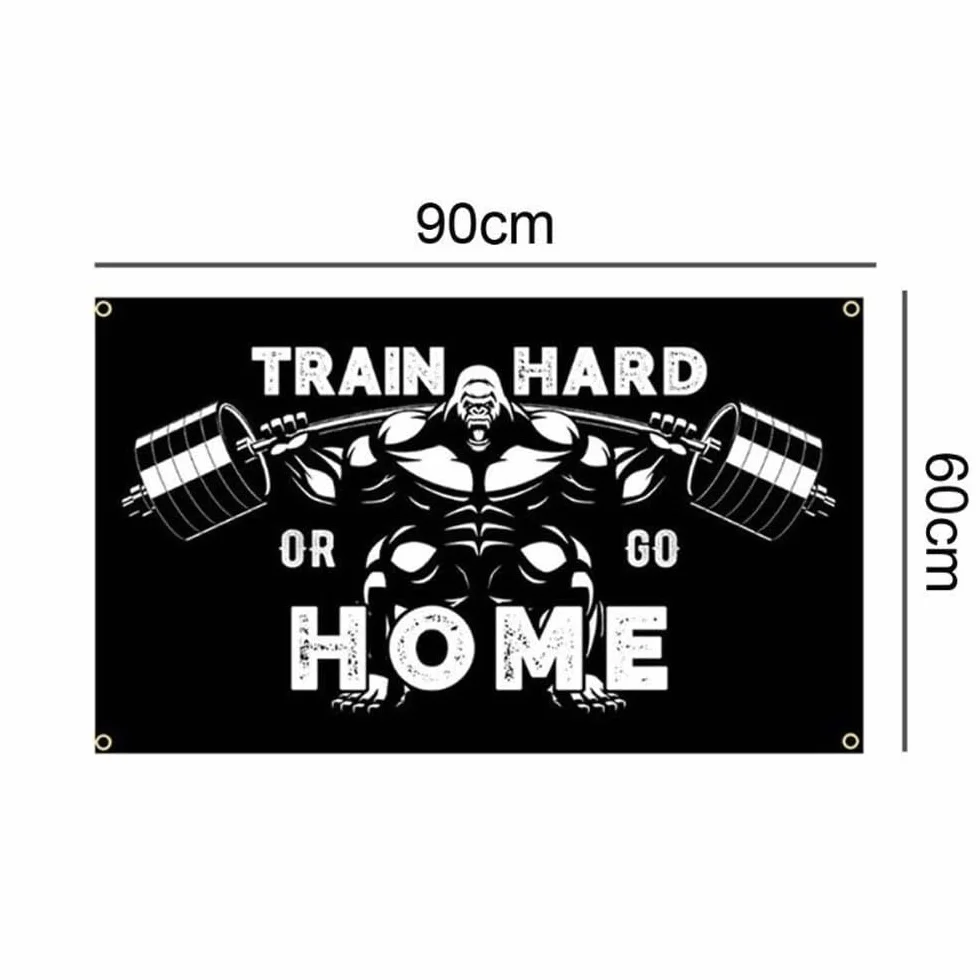 Poster Motivazionale Bandiera da Parete Train Hard Or Go Home 60 x 90 cm Bodybuilding