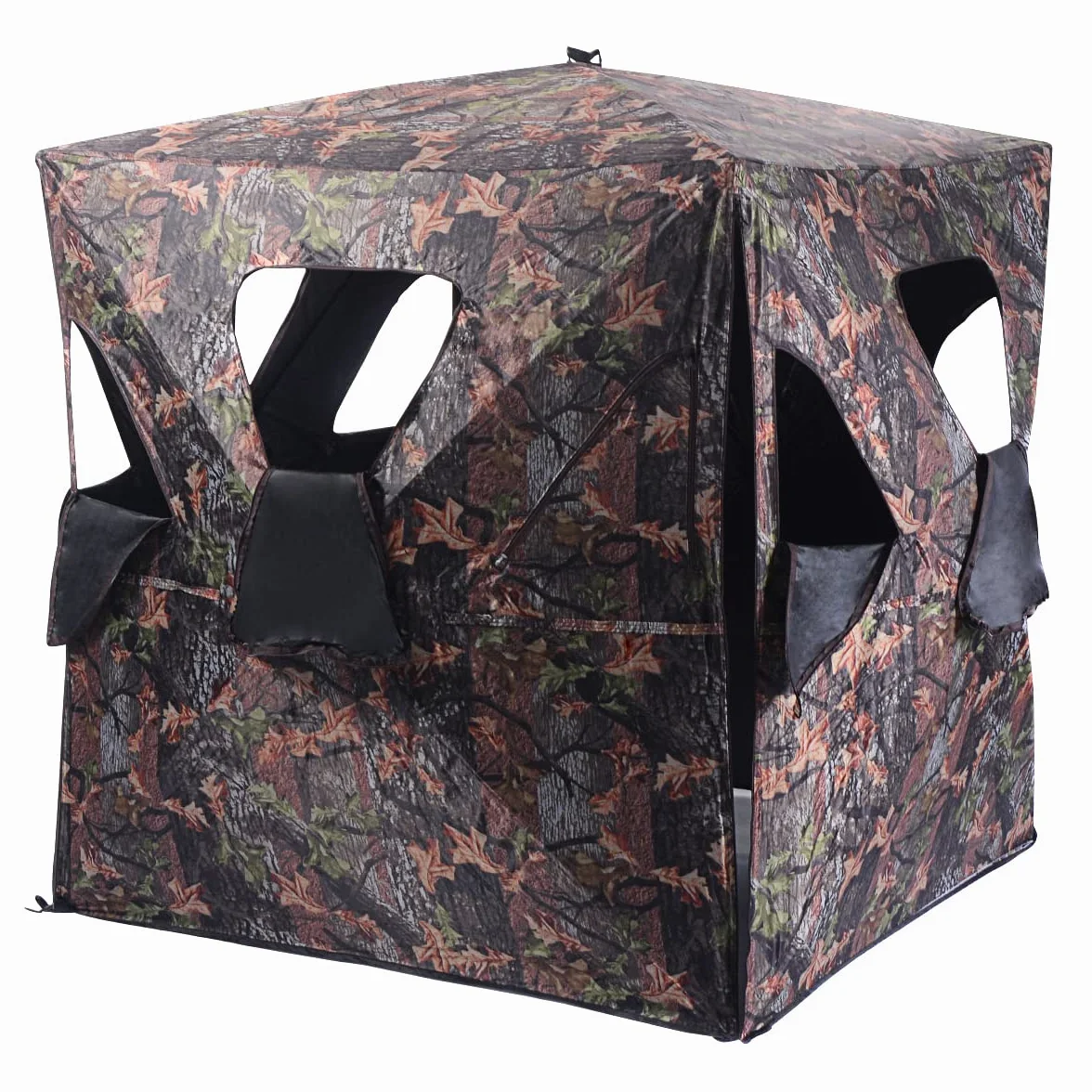 COSTWAY Tenda da Caccia Portatile per 3 Persone con Visione a 360°, Tenda a Terra Impermeabile con Borsa, Cinghie e Picchetti