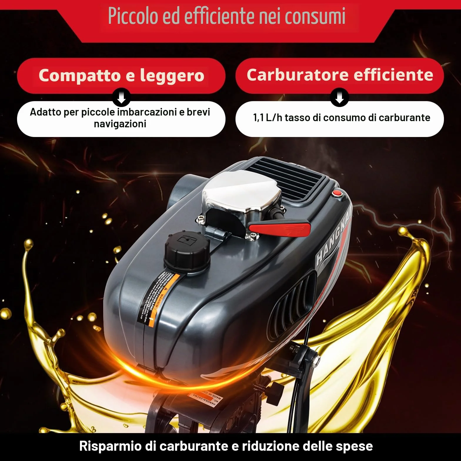 Motore fuoribordo 2T 2,5 kW 3,5 CV 5000 giri/min per gommoni pesca barche a vela