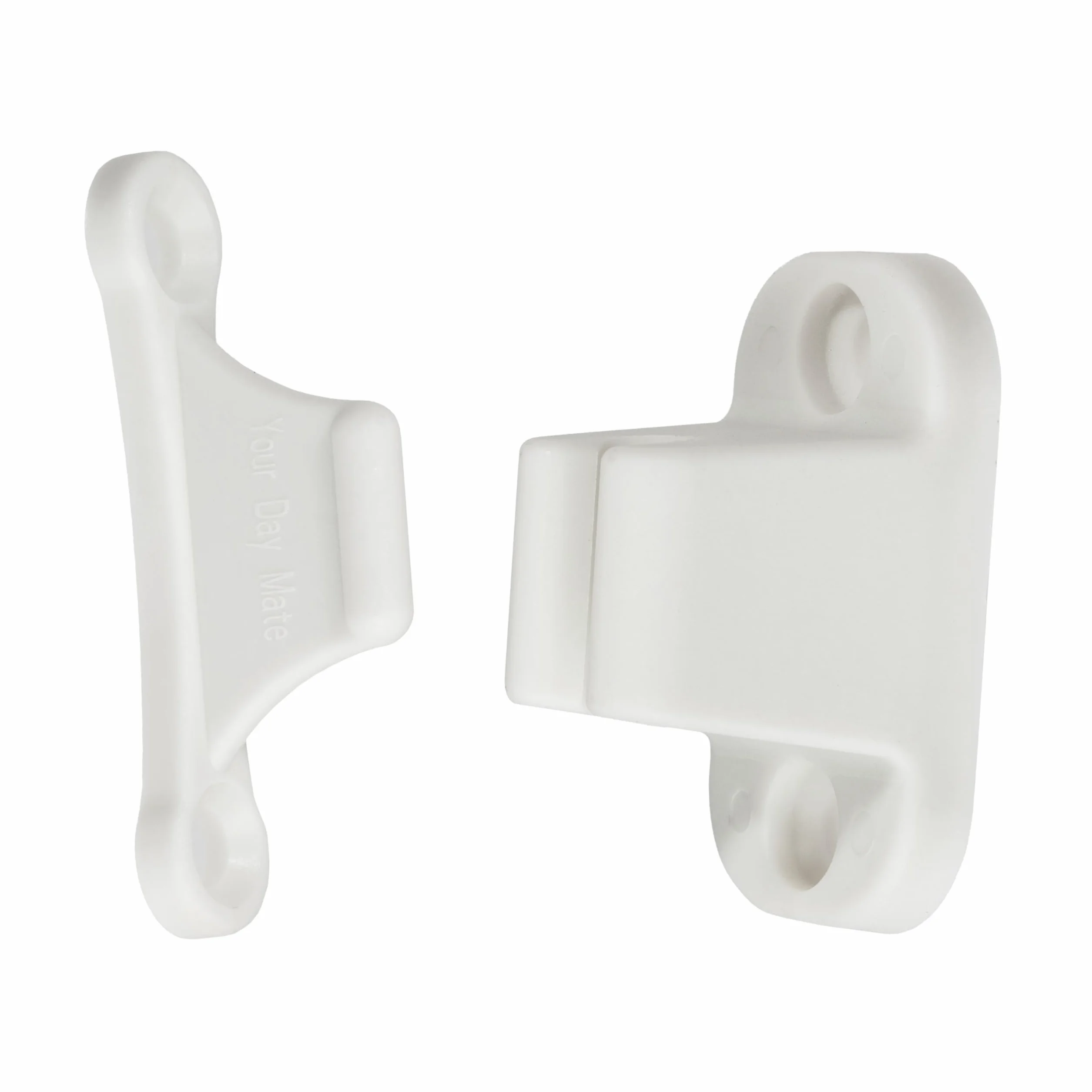 Fermo per Porta Roulotte e Camper, Interasse fori 35 mm e 48 mm, Serratura di Bloccaggio Bianca, per Sportelli di Servizio e Gavoni di Stoccaggio, Sicura per Porta Camper, Accessori Camper Roulotte