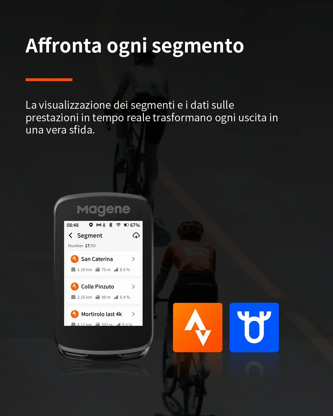 Magene C606 V2 Ciclocomputer, Wi-Fi Bluetooth, ClimbPro, Nawigacja