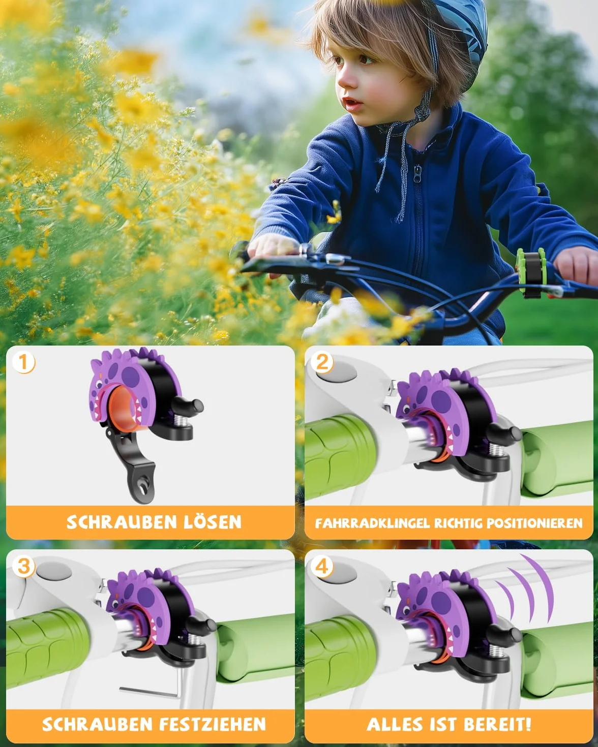 Campanello Bicicletta 22.2-25.4mm Mini Campanello per Bambini Ragazzi