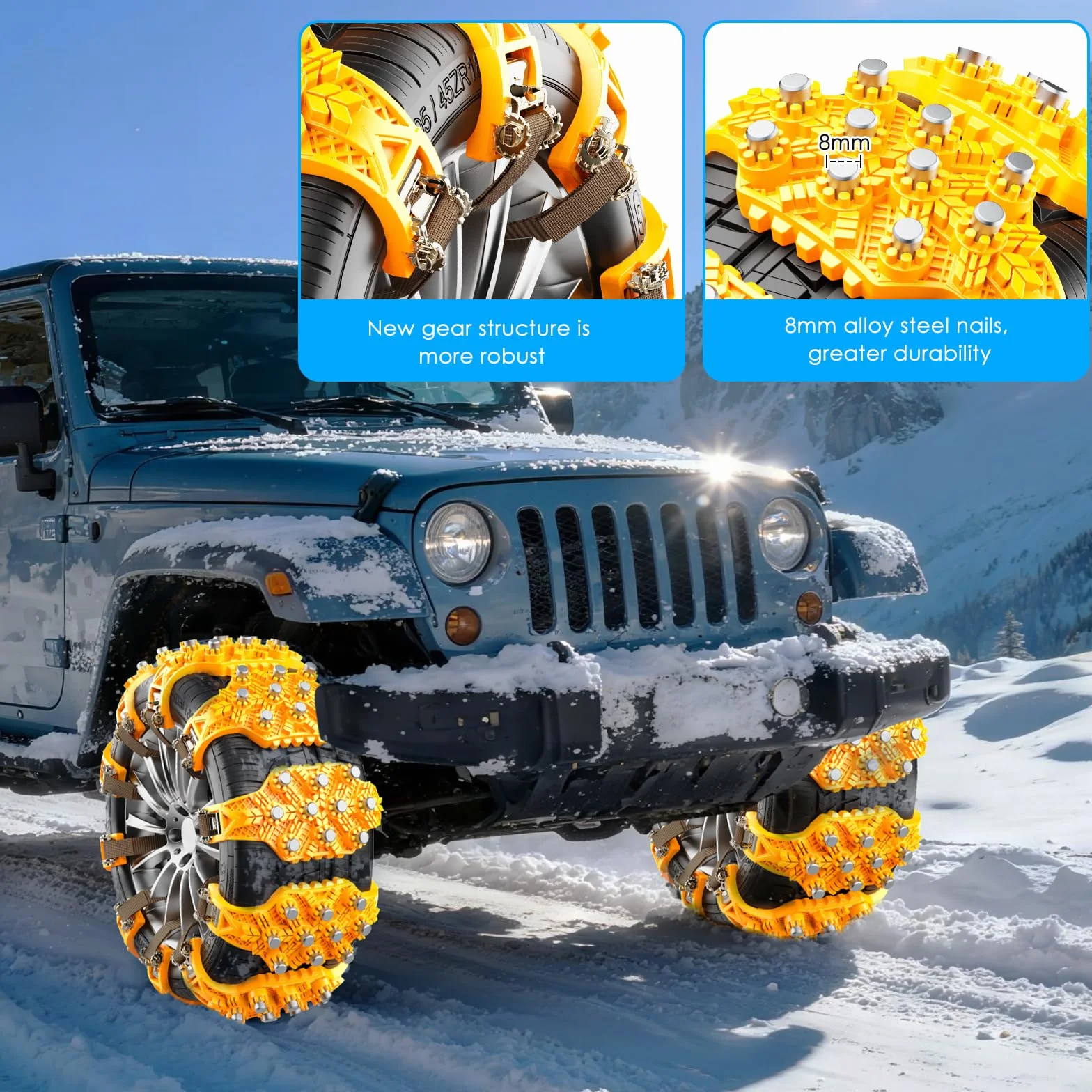 Catene da Neve Ninonly 8Pcz Universali Regolabili per Auto Camion SUV Pneumatici 165-245mm