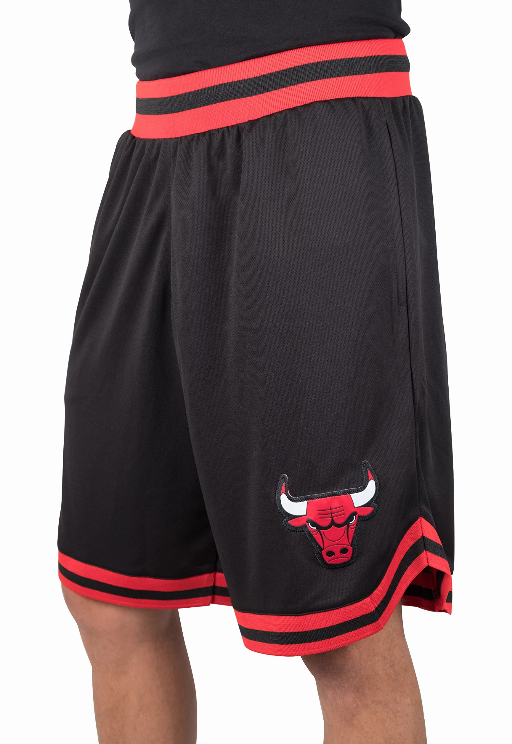 NBA Ultra Game GSM3547F Woven Team Logo Poly Mesh Basket Shorts Nero, M