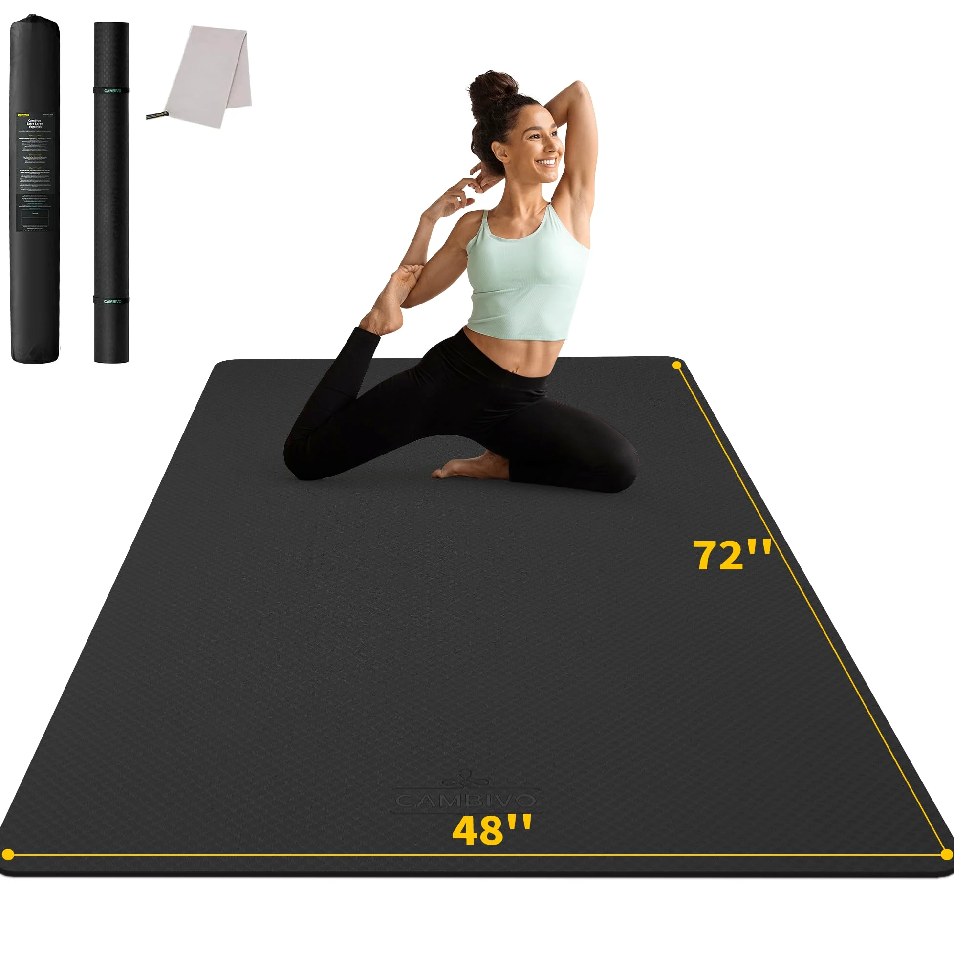 CAMBIVO Tappetino Palestra Grande 183x122cm, 6mm/8mm/10mm/12mm Yoga Mat TPE Extra Largo Antiscivolo, Materassino Pilates per Fitness Esercizi Workout Casa