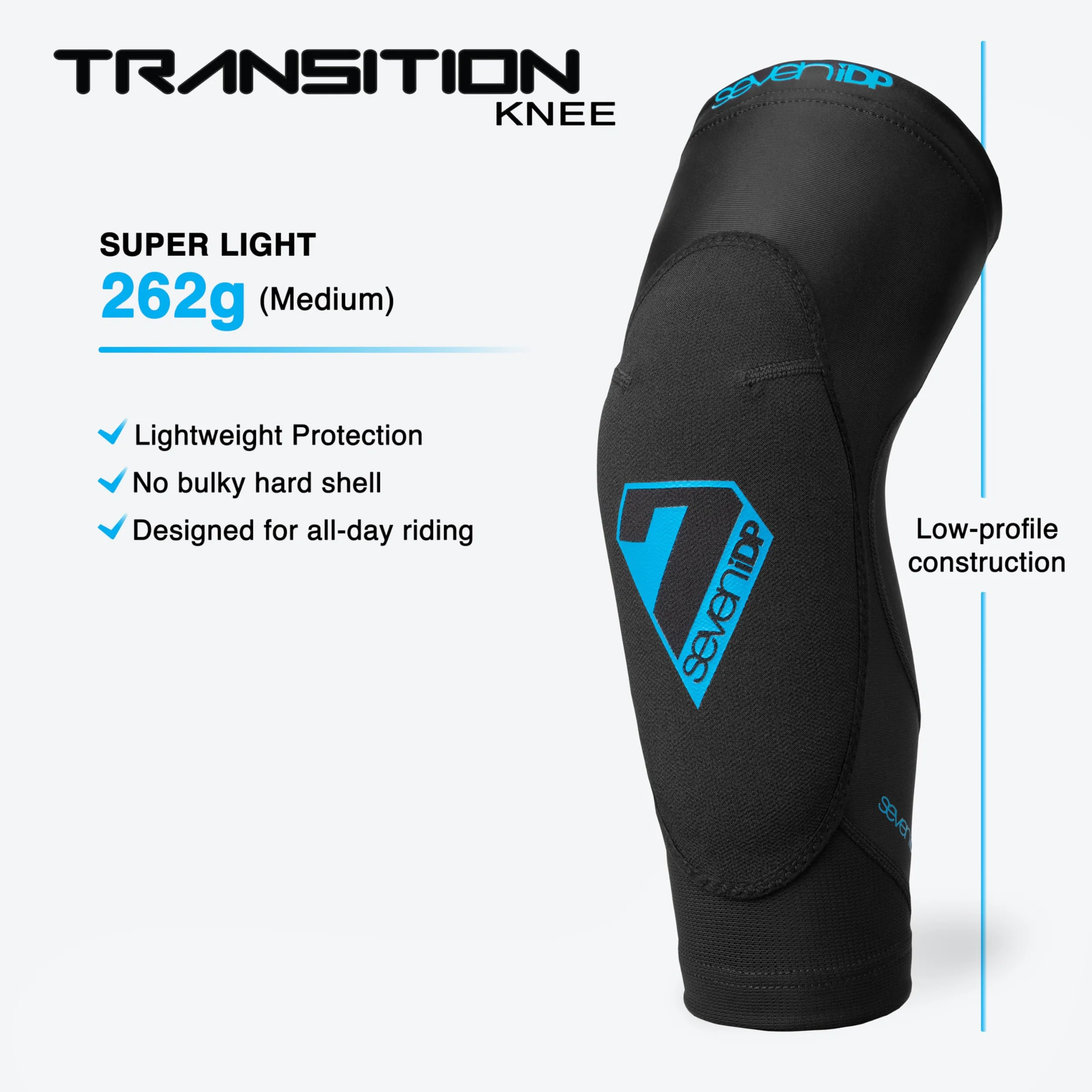 7iDP Transition Ginocchiere Leggere Protettive MTB Enduro Trail Nero Blu