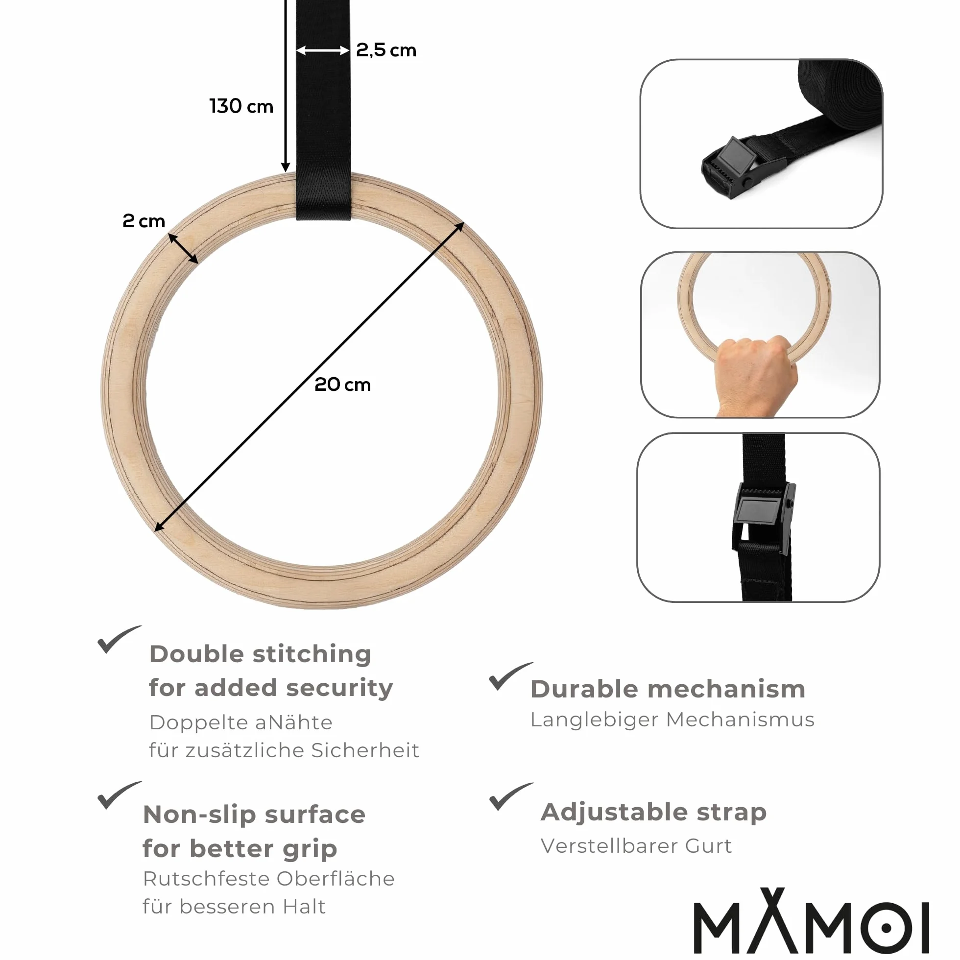 MAMOI Scala da ginnastica per allenamento con manico e barrette per dip
