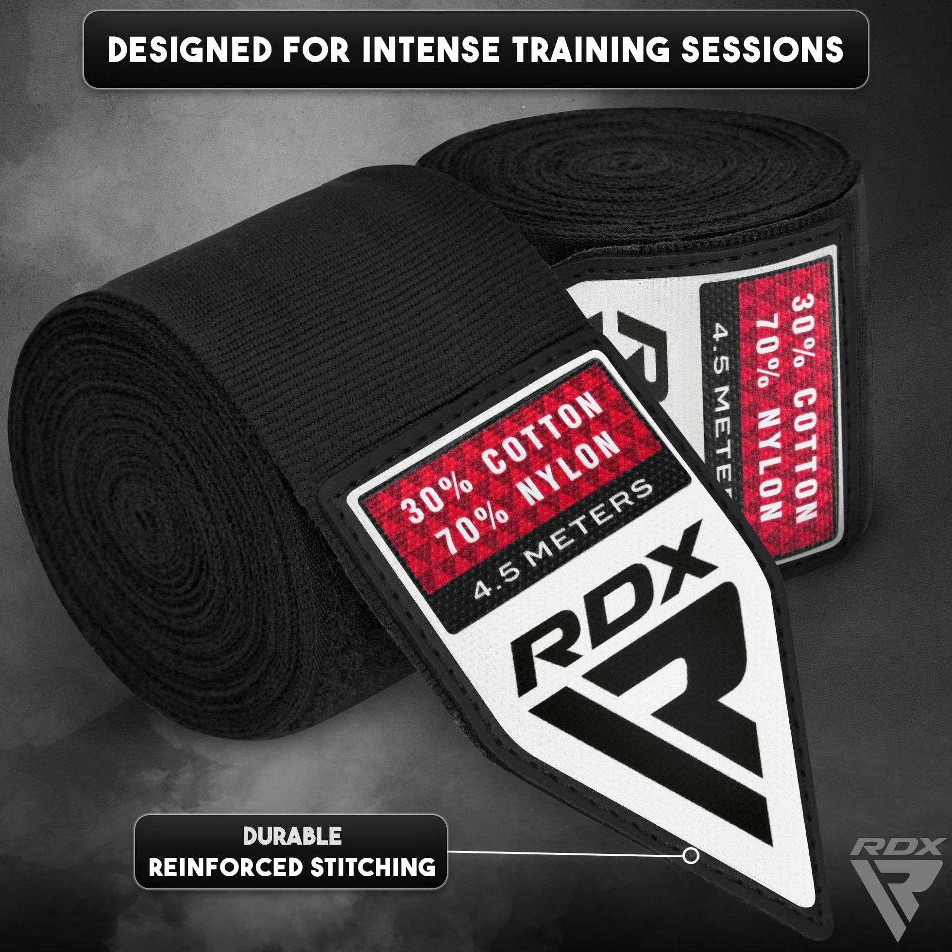 RDX Fasce Boxe Guanti Interni 4,5 Metri Elastiche Bendaggi Polso Mani Protezione Sottoguanti Pugilato Bende per Arti Marziali Muay Thai MMA