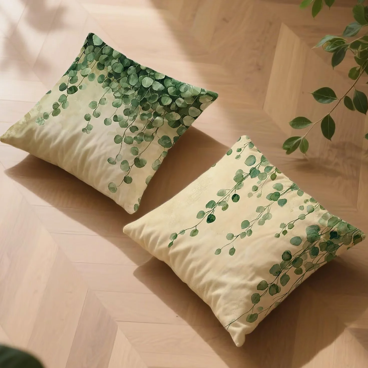 Federe Cuscini Pianta Impermeabile 60 x 60 Velluto Copricuscini Divano Set da 2 Marrone