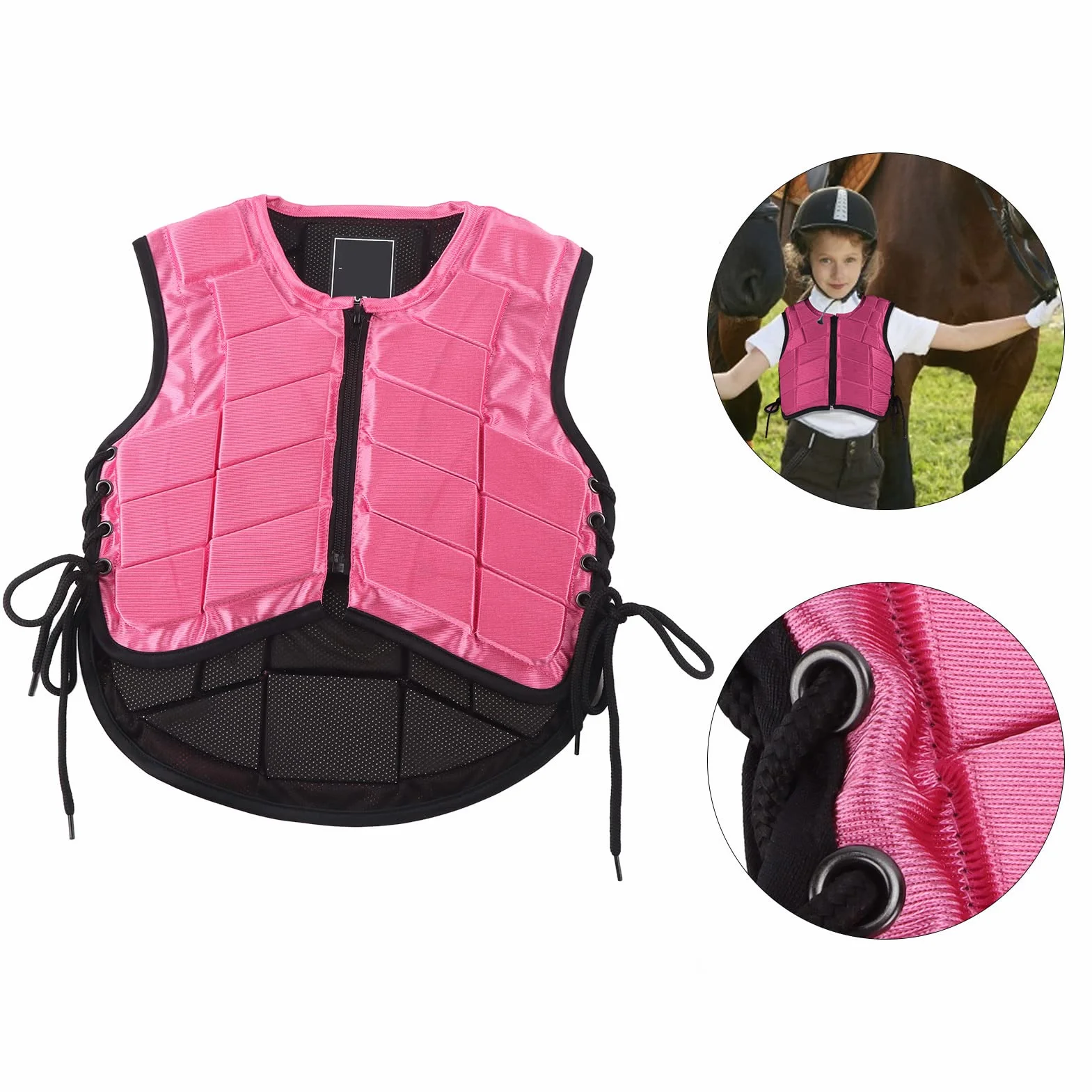 DEWIN Gilet da Equitazione per Bambini, Protezione per Il Corpo con Imbottitura in Schiuma di Sicurezza per Equitazione, Protezione per Il Corpo Rosa(CS)