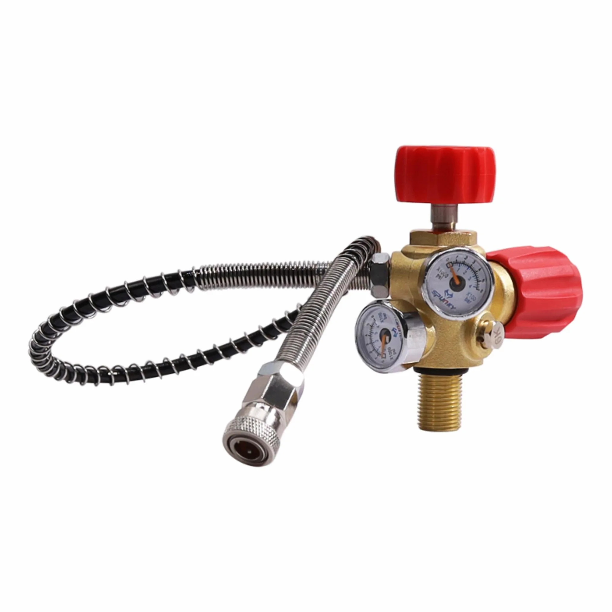 TUXING Valvola DIN Scuba Adattatore M18 × 1,5, Paintball Scuba Stazione di riempimento per serbatoio HPA/PCP Air Tank con manometro ad alta pressione 4500 psi PCP Paintball Riempimento tubo dell'aria