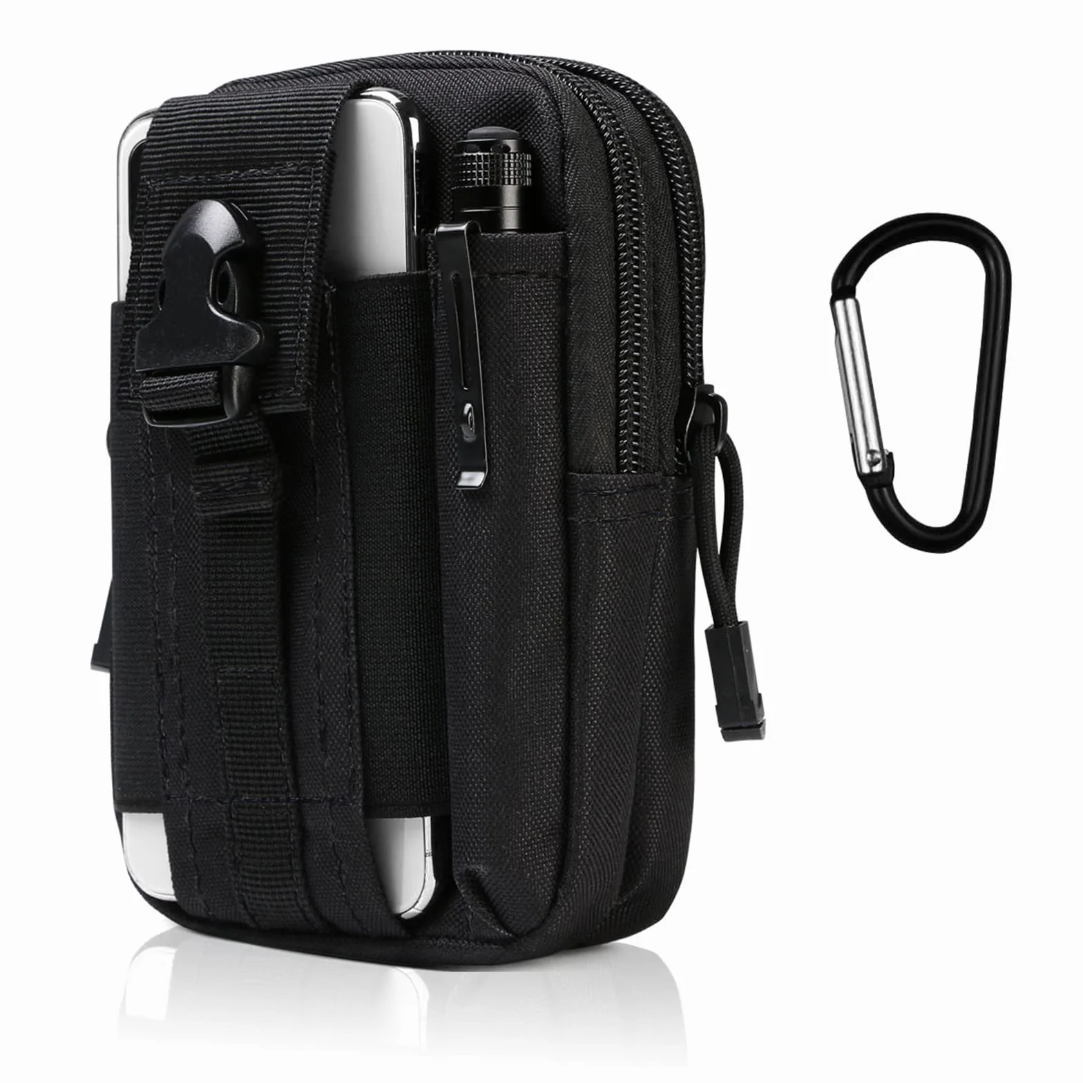 Flintronic 1000D Nylon Marsupio Sportivo Cintura Molle Tattica Militare Borsello Campeggio Piccolo Strumento All'aperto con Moschettone