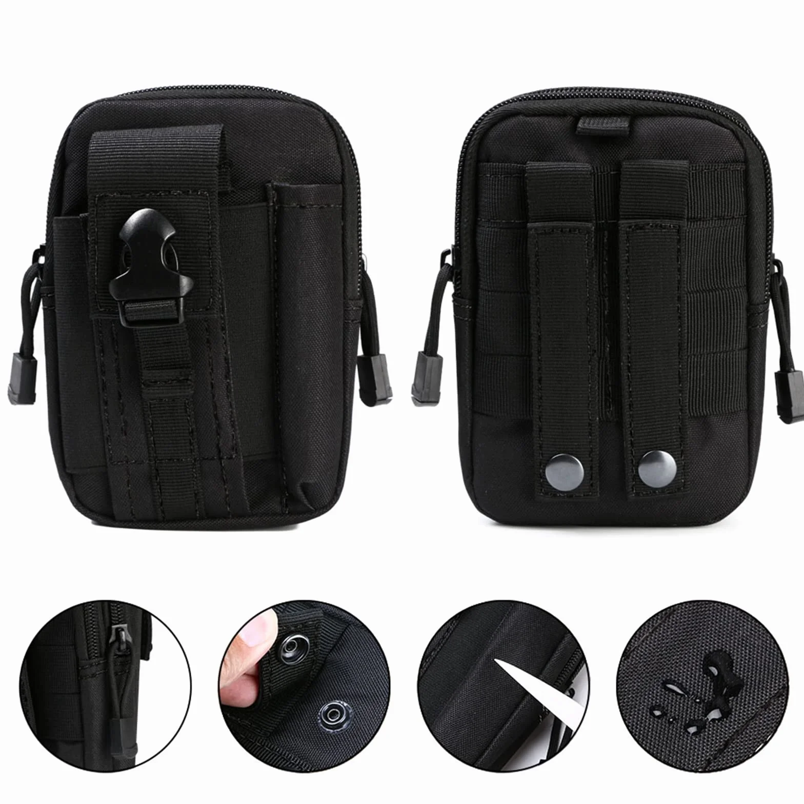 Flintronic 1000D Nylon Marsupio Sportivo Cintura Molle Tattica Militare Borsello Campeggio Piccolo Strumento All'aperto con Moschettone