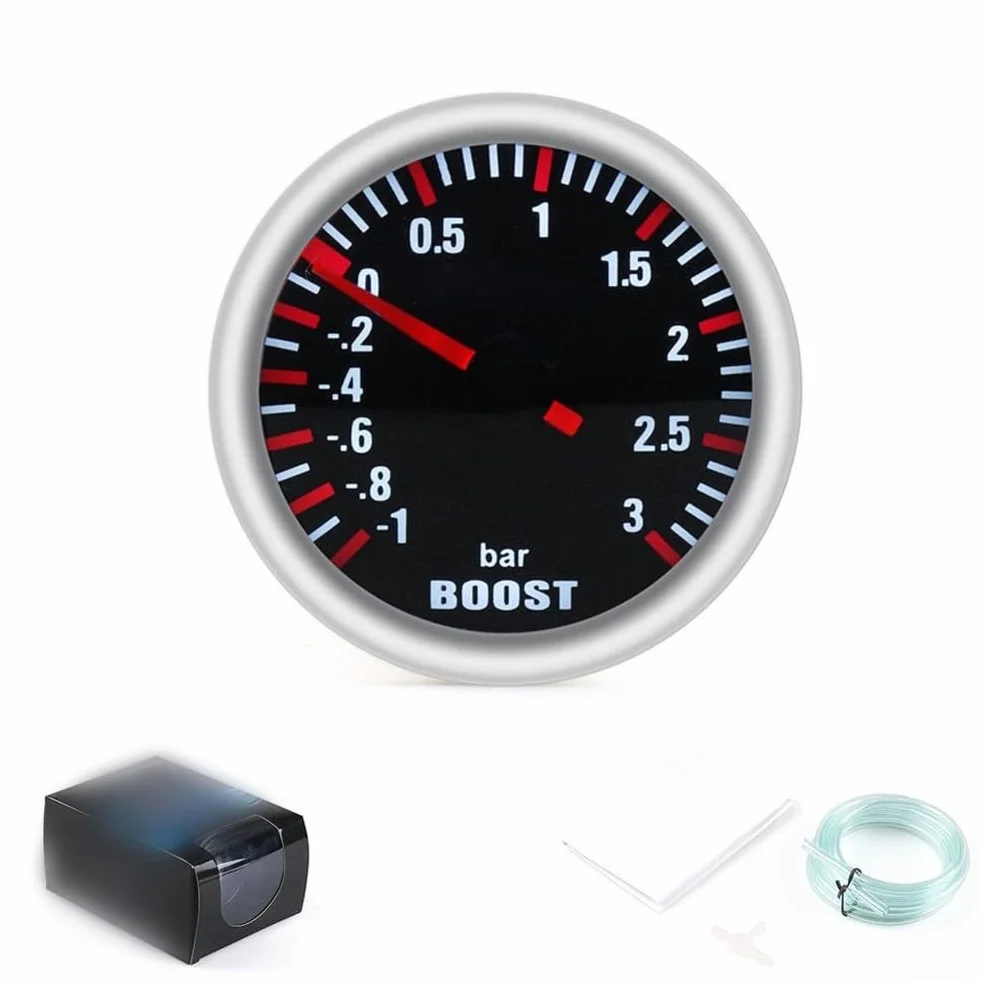 Turbo manometro meccanico da 52 mm per applicazioni automobilistiche da 12 V con monitoraggio della pressione a 3 bar per prestazioni e corse