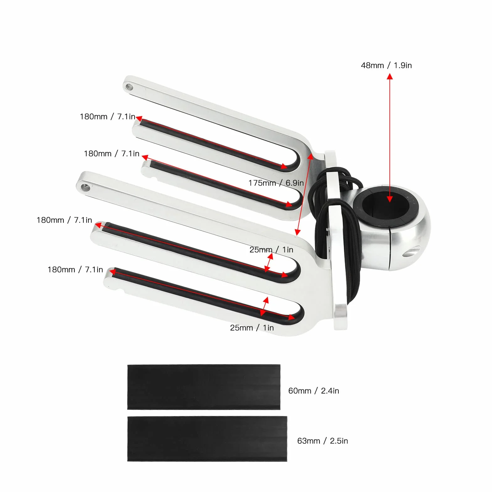 Aramox Wakeboard Rack Staffa di Supporto per Torre Regolabile in Alluminio Lucidato per Tubo da 1,89-2,48 Pollici