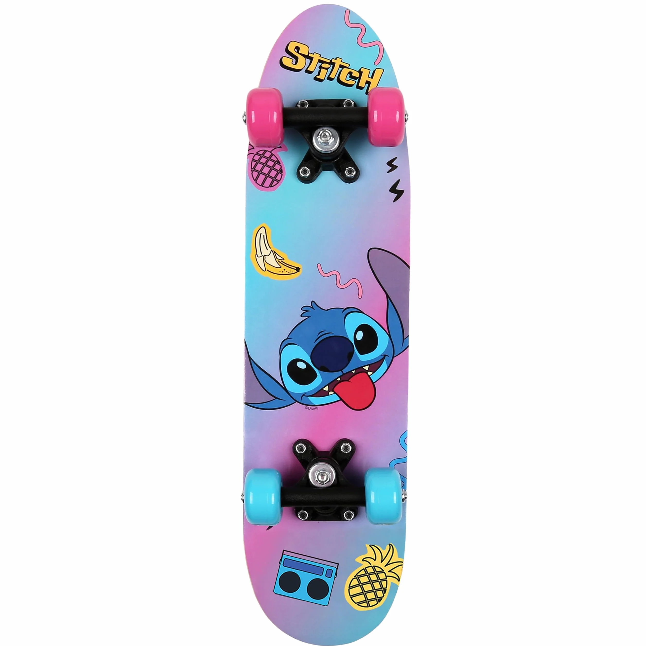 DISNEY Stitch Skateboard in legno 61cm, antiscivolo, leggero e stabile 20-50kg