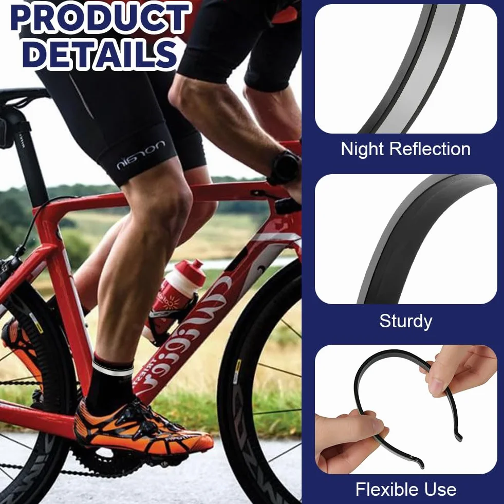 Flintronic 4 Pezzi Clip per Pantaloni da Bicicletta Riflettenti, Fasce di Sicurezza per Caviglie