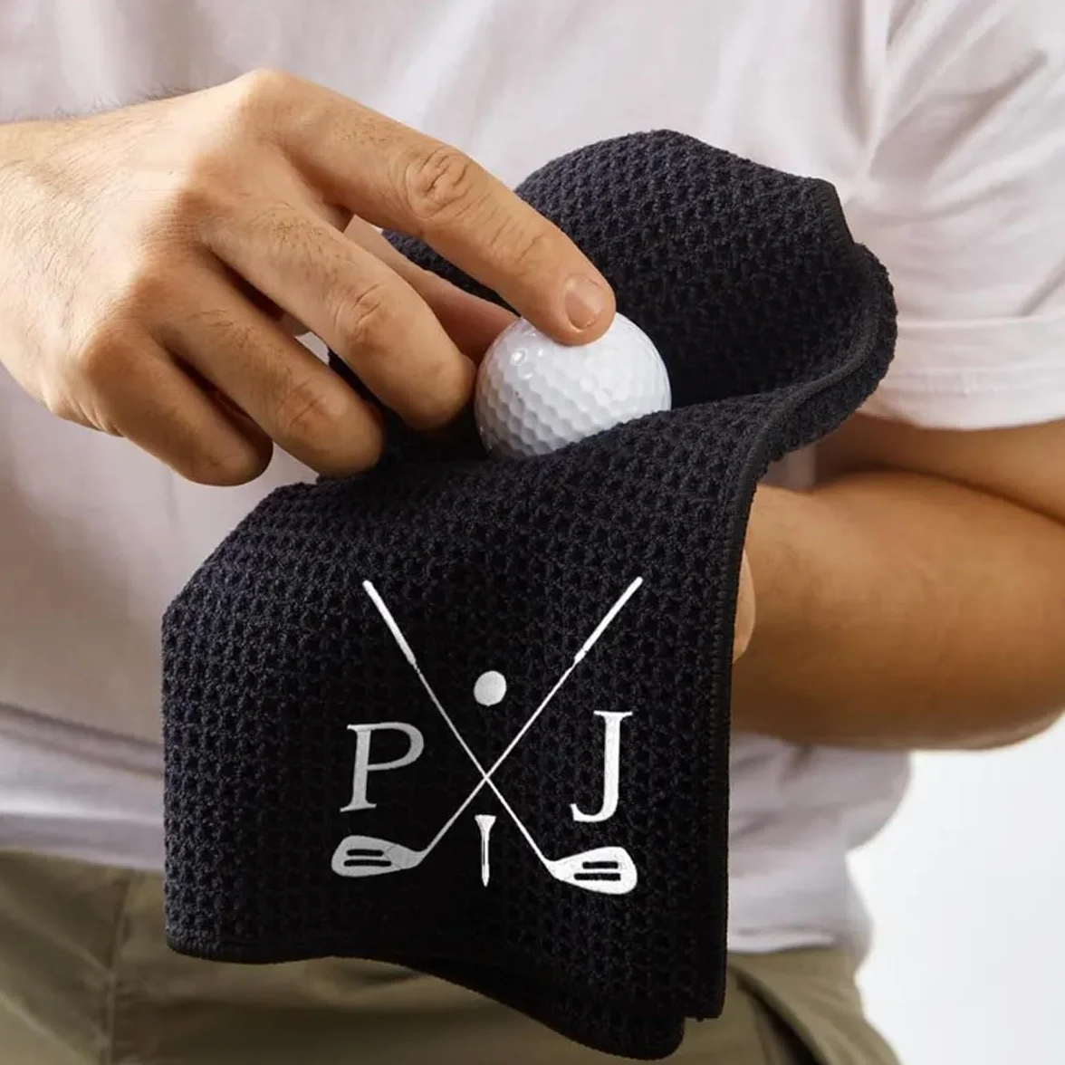 Asciugamano da golf personalizzato ricamato con monogramma logo regalo per papà festa del papà