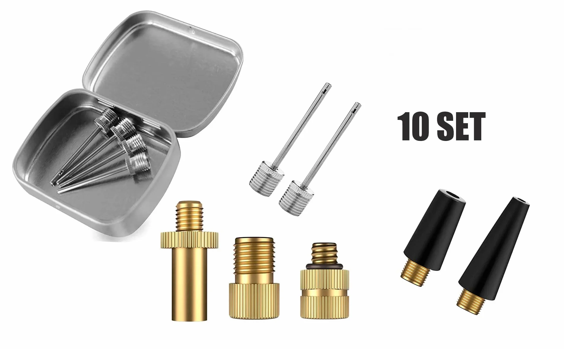 Set adattatori ago pompa sfera valvola bici DV AV SV