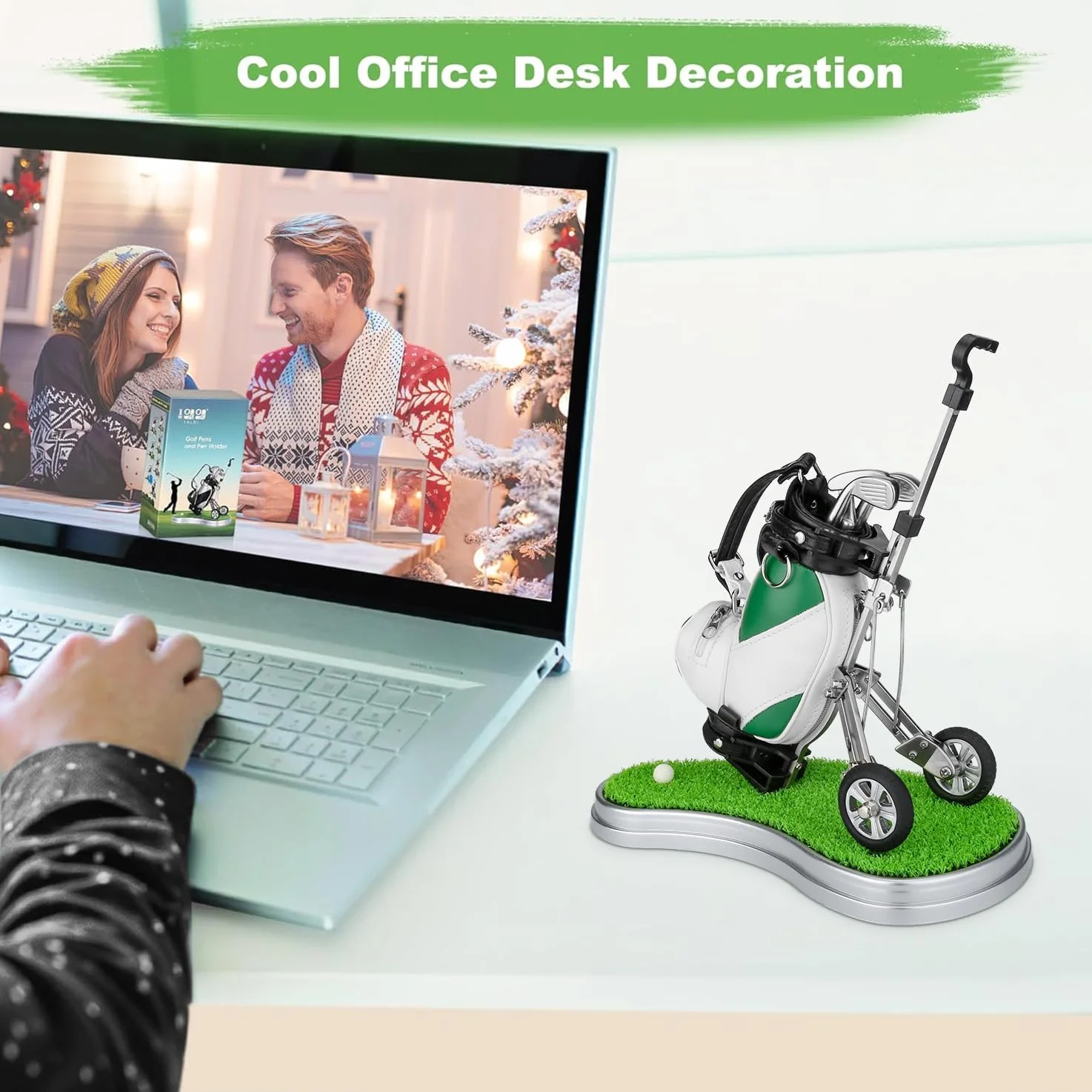 Golf Portapenne 3 Pezzi Club Penne Set Desk Decor Regali Uomini, Verde Bianco