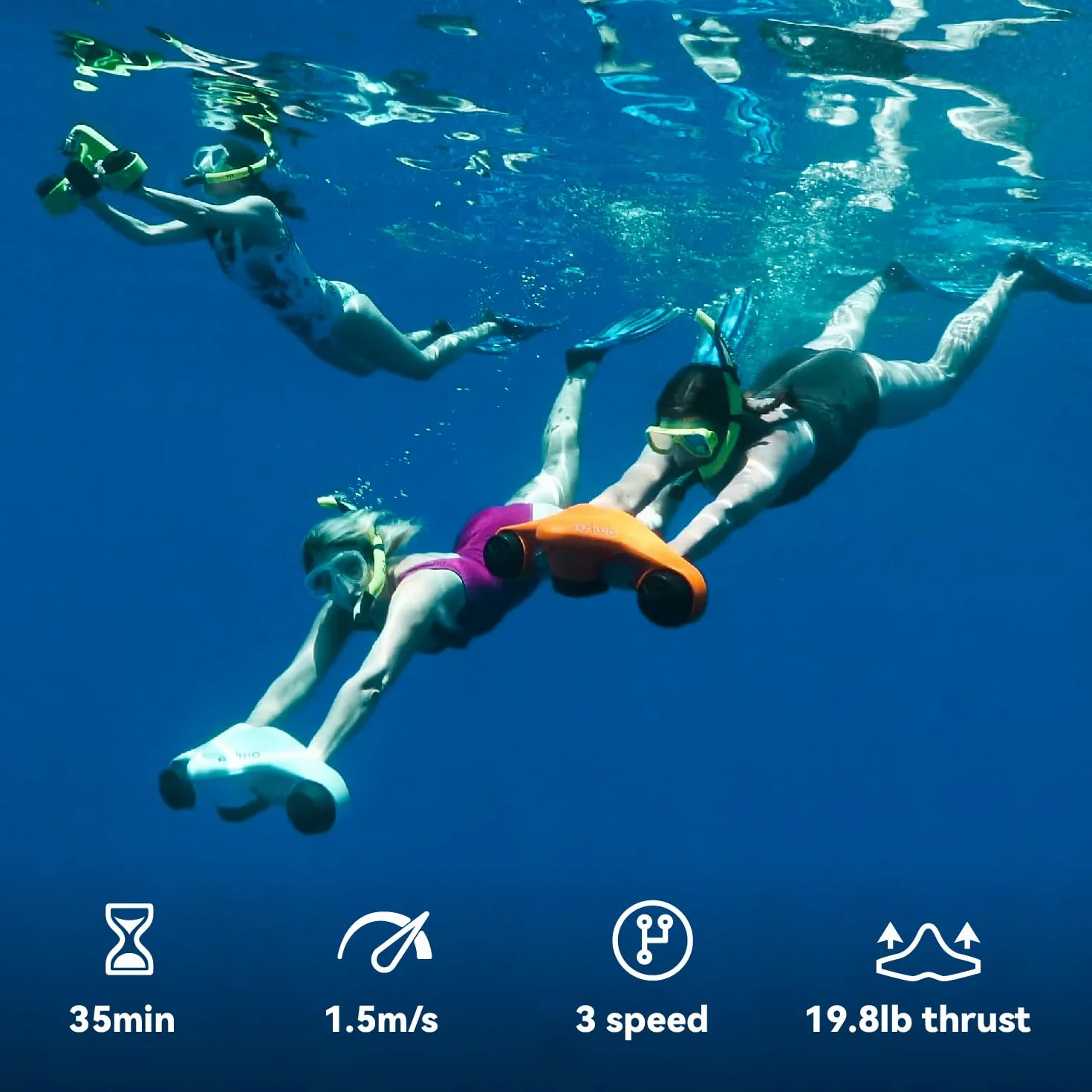 Asiwo Scooter Subacqueo Elettrico Seascooter con Action Camera Mount - Scooter Marino a Doppio Motore Impermeabile per Immersioni Nuoto Snorkeling
