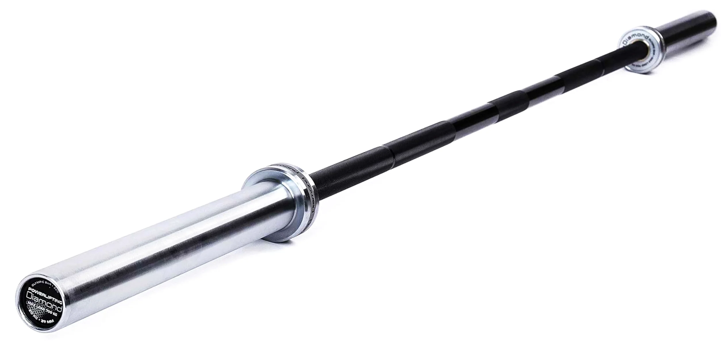 Diamond【Bilanciere Powerlifting 220 cm – 700 kg Carico】Per Dischi da 50 mm, 20 kg, 29 mm Impugnatura, Hard Chromed, Zigrinatura Centrale, 190.000 PSI, Palestra e Home Gym End Cap Quick View