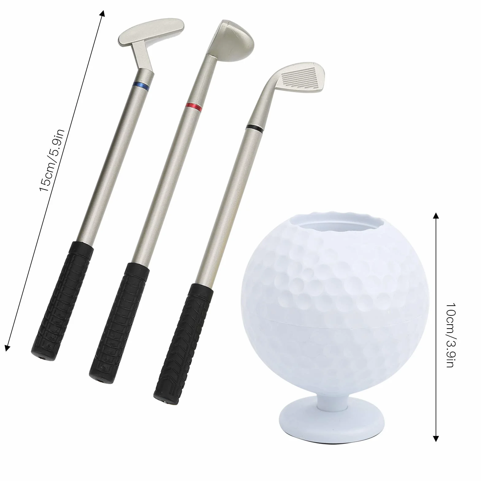 Portapenne da Golf Set 3 Penne a Sfera Decorativo per Ufficio Casa Auto Regalo Uomini