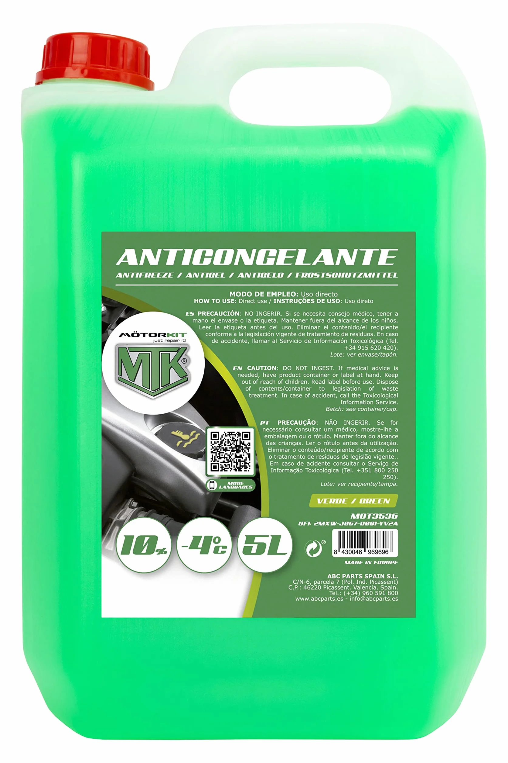 Motorkit MOT3536 Antigelo, Verde, 5 L