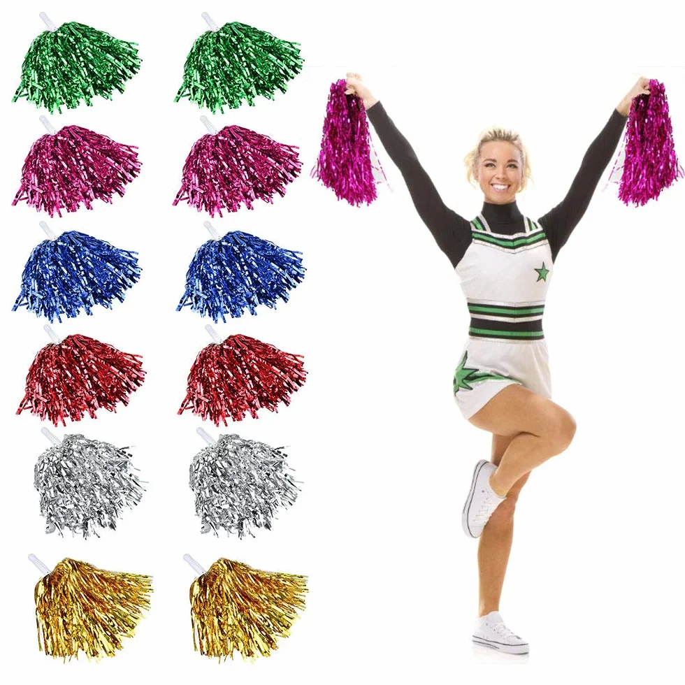 Cheerleading Pom Poms 12 Pz Plastica Cheerleader Anello Pom Pom Mano Fiori per Eventi Sportivi
