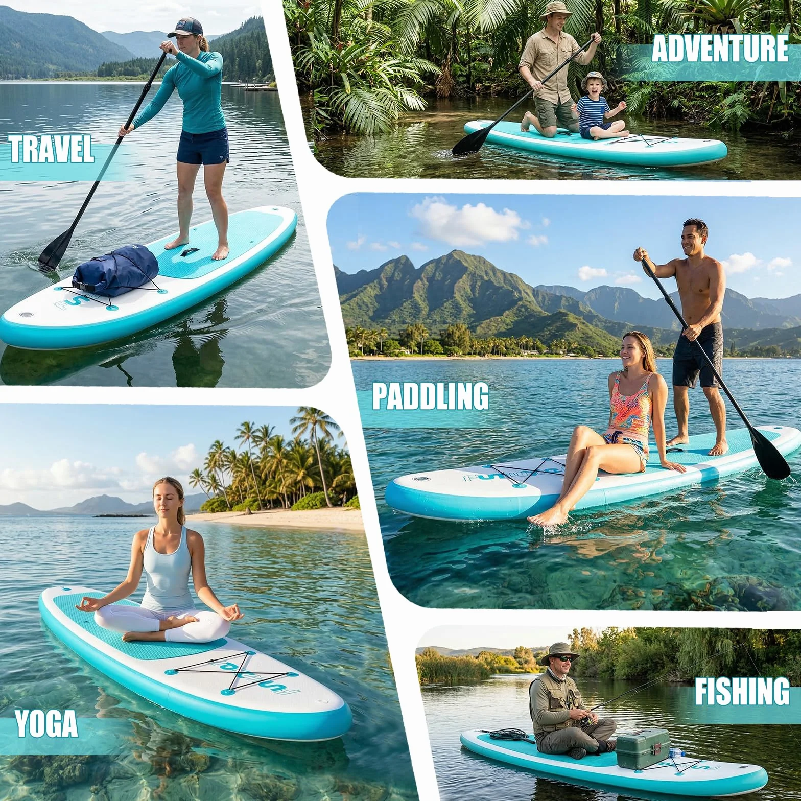 FunWater Tavola SUP Gonfiabile Ultra Leggera Accessori Completi Pagaia Regolabile Pompa Zaino Leash Pinne