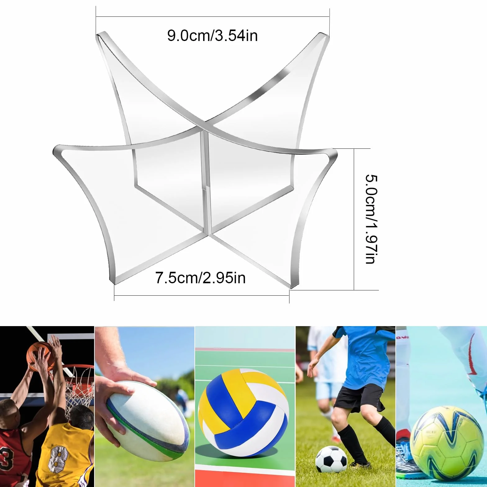 Porta Pallone Calcio Acrilico Espositore Supporto Piede Base per Pallacanestro Basket Rugby Pallavolo