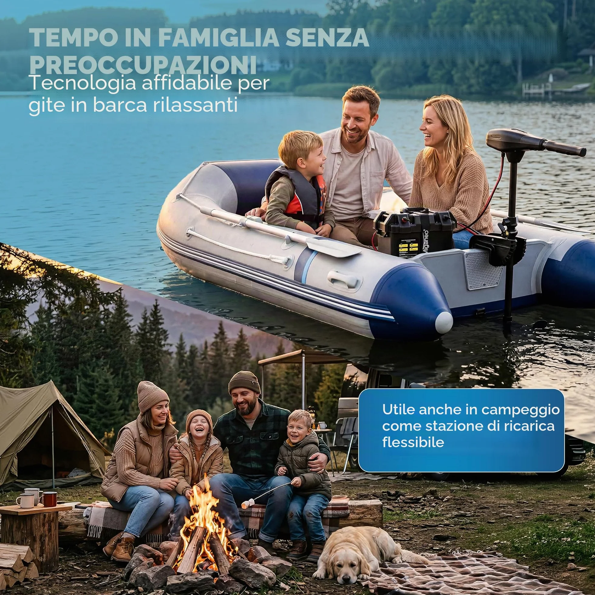 Miganeo Motore Elettrico Barca TRS 68 lbs 768W 12V Fuoribordo Acqua Salata LED 5 Marce Avanti 3 Retromarce