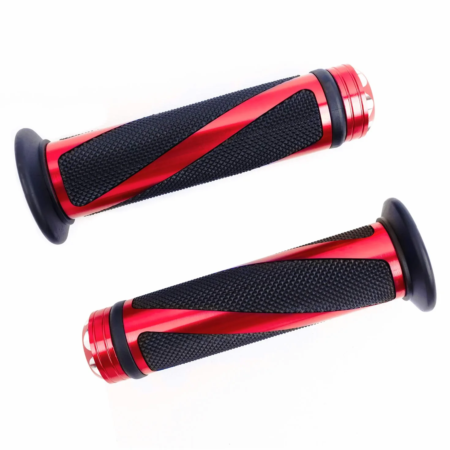 2pz Manopole Manubrio Moto Impugnatura 22MM 7/8" Gomma Antiscivolo Universale per Moto Scooter Quad Cruiser Off Road (Rosso)