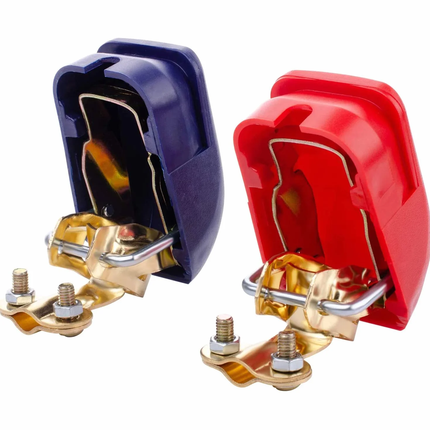 Greluma 1 Paia connettori a sgancio rapido Morsetti terminali a sgancio rapido della Batteria con Coperchio Rosso (+) e Blu (-)