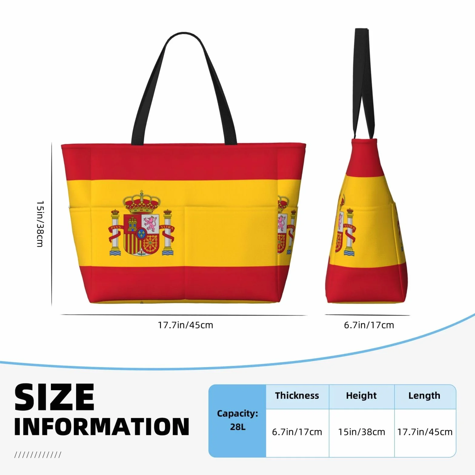 Borsa a tracolla impermeabile palestra bandiera spagnola borsa da viaggio grande