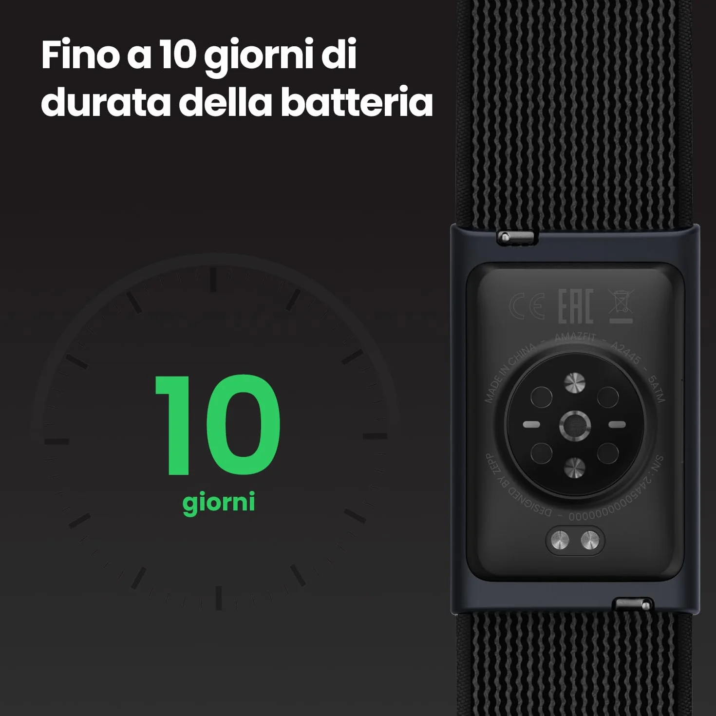 Amazfit Helio Strap Smart Band Fitness Tracker, Frequenza Cardiaca, Sonno 24/7, Batteria 10 Giorni, 50+ Sport, Allenamento di Forza, HYROX