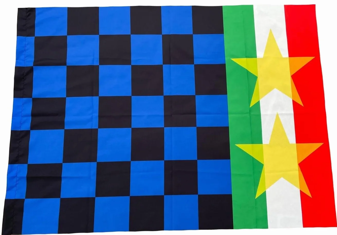 Bandiera 2 stelle nero azzurro 200x140 cm BGS2ST220140 per tifoso stadio