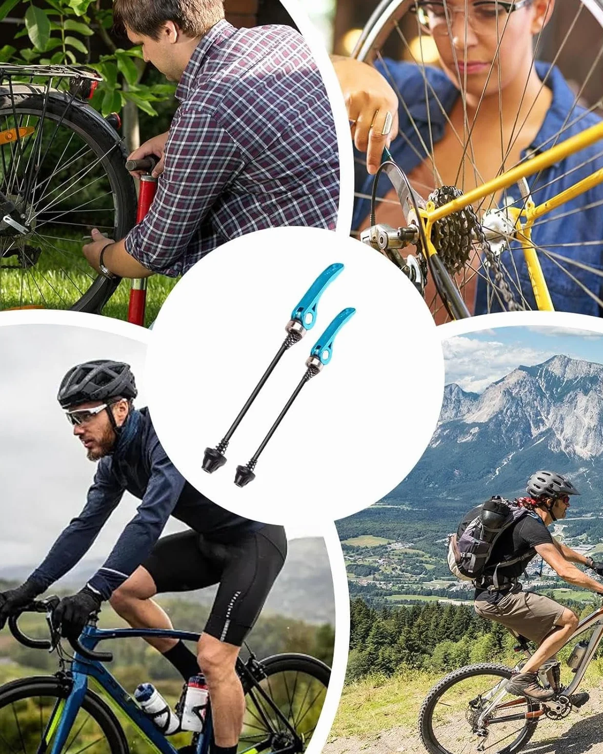 Set Sganci Rapidi in Lega per Bici Mozzo Ruota Anteriore e Posteriore